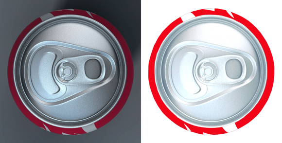 Coca-Cola can top extraction sequence brighten boost color extract onto transparent background so can paste onto any image