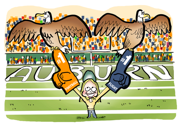 Chick-fil-A 2017 Peach Bowl Quiz names of Auburn University war eagles Spirit Nova fly around Jordan-Hare stadium